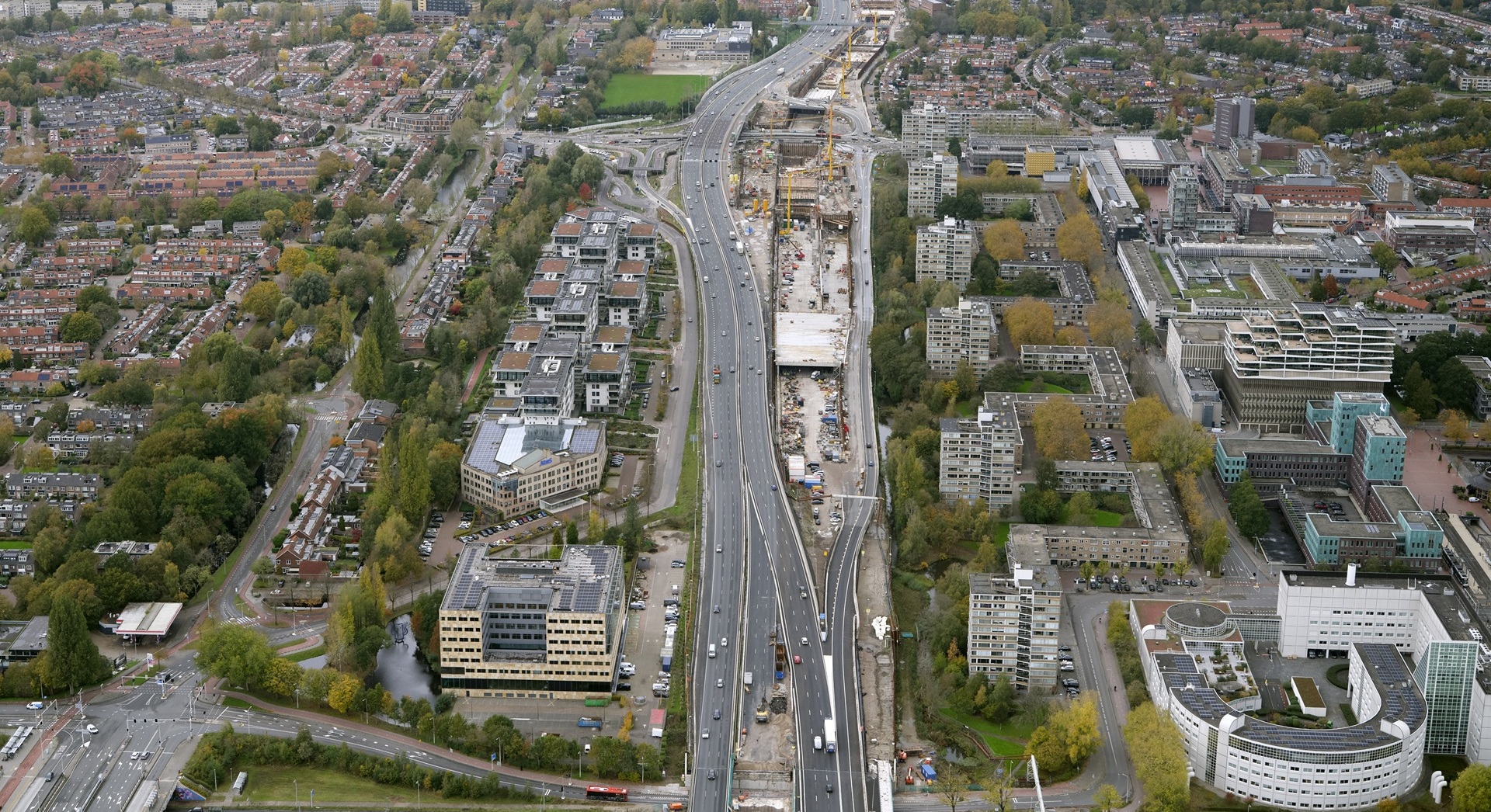  luchtfoto van het project in Amstelveen 